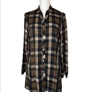 Women’s J Jill Button Up Plaid Tunic w/ Long  Sleeves & Pockets - XS